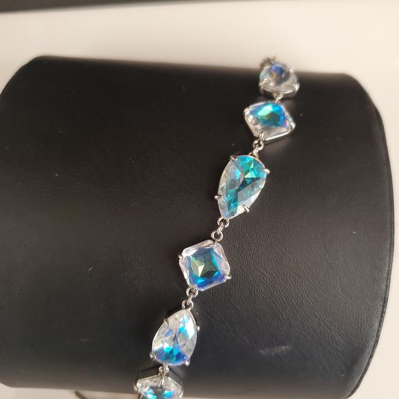 Spartina 449 Aurora Borealis Bracelet‎ Silver Tone Toggle Closure Faceted Stones - Picture 1 of 8